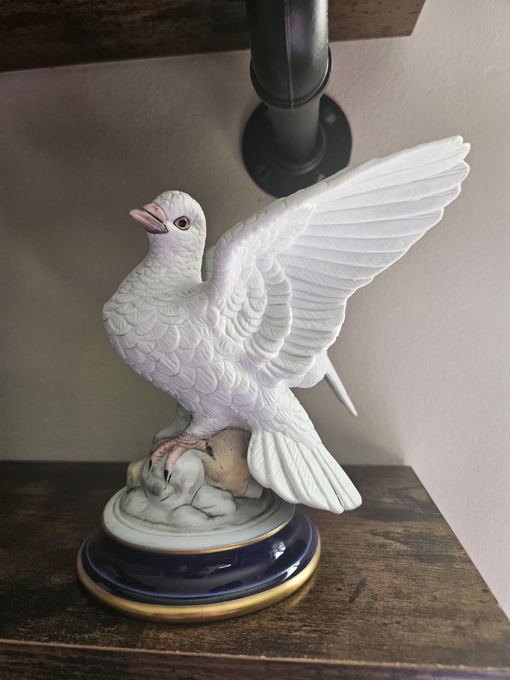White Ceramic Dove Figurine Decorative Bird Statue